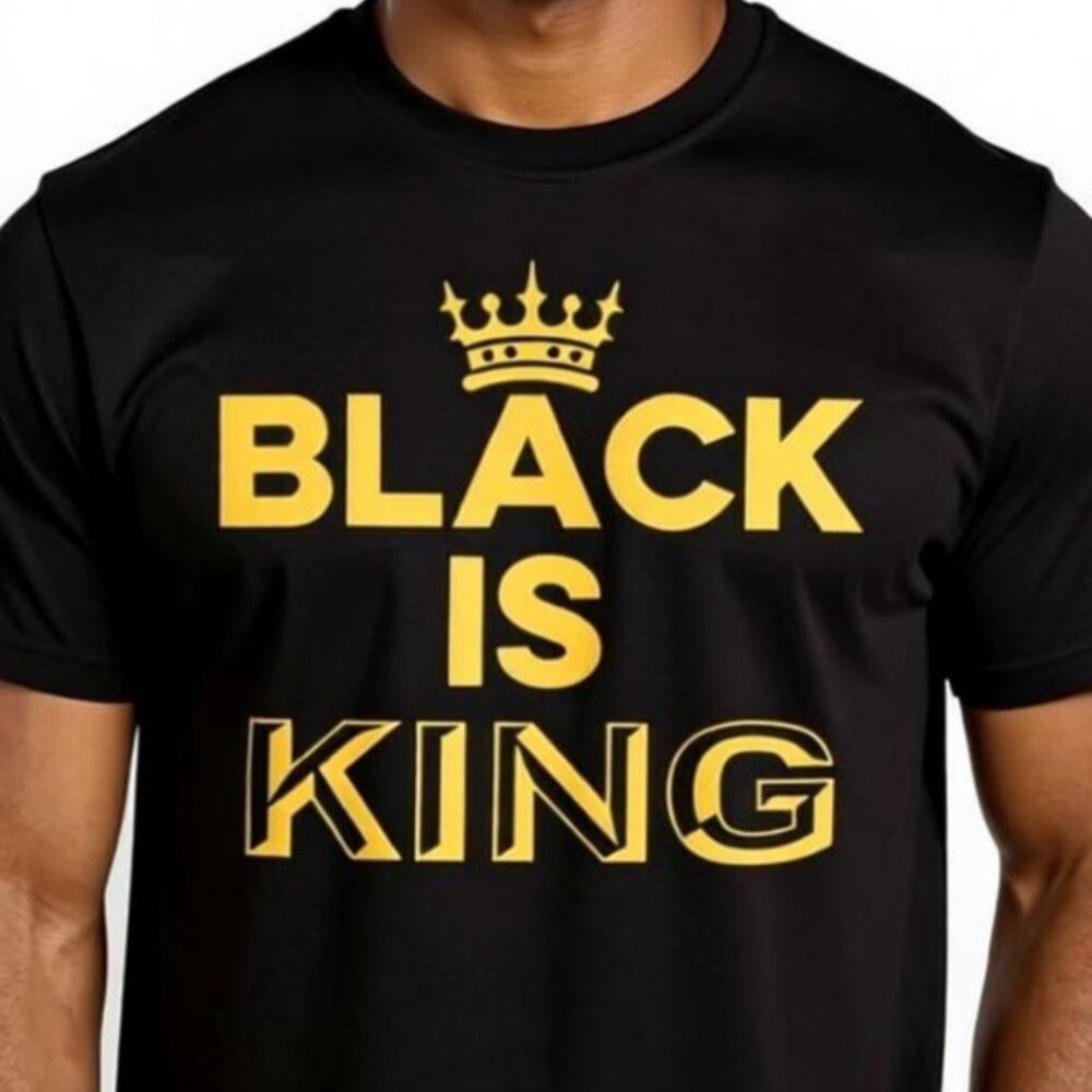 MEN'S "BLACK IS KING" BLACK AND GOLD T-SHIRT